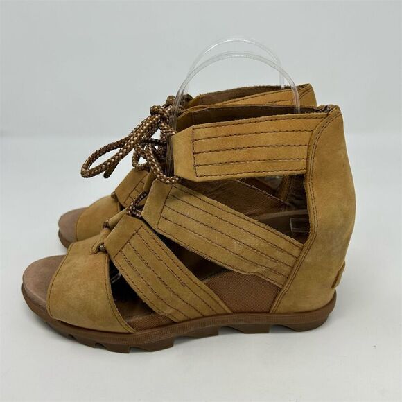 Sorel Joanie II Lace Up Wedge Sandals Women's Size 8 Honey Brown Gladiator - Picture 6 of 13